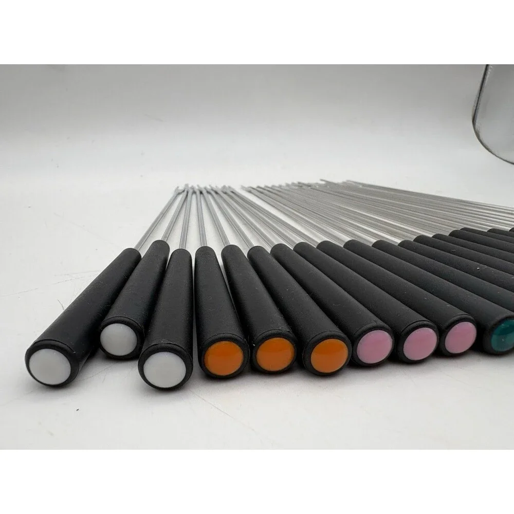 20 Color Coded Stainless Steel Fondue Forks Heat Resistant Handles Set
